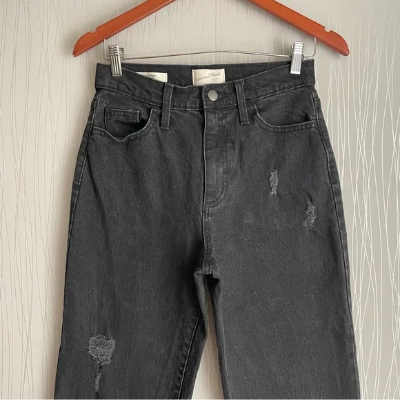 Women's High-Rise Vintage Straight Jeans - Universal Thread Black 2/26 - Picture 4 of 11